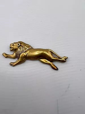 Vintage Running Lion Brass Antique Gold-Tone Animal Symbol Brooch Pin • $17.24