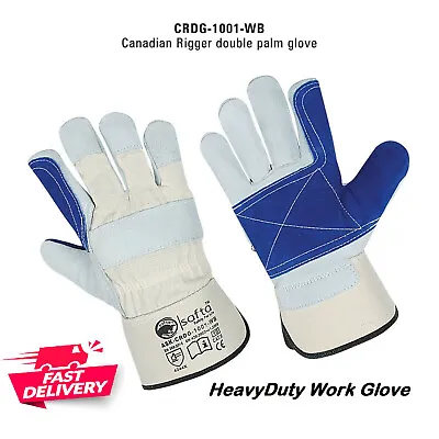 Canadian Double Palm Rigger Work Glover Heavy Duty Leather Glove XL CRDG-1001-WB • £7.99