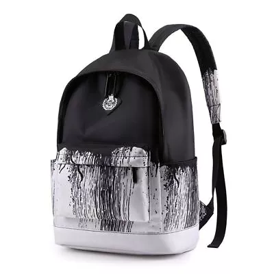 Men Backpack Black White School Satchel Casual Lightweight Women Bag Teenage Boy • $49.93