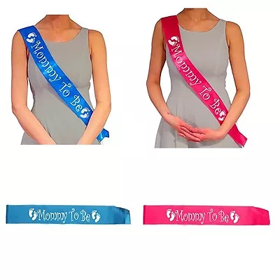 Baby Shower Sash Mommy To Be Sash Mum Party Satin Mom Gift Ribbon Accessory Boy • £1.99