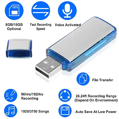 Mini USB Disk Flash Drive Digital Voice Activate Audio Recorder Recording 8/16GB • $16.81