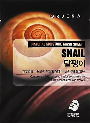 K-Beauty Orjena Natural Moisture Snail Mucin Face Mask Sheet Korean Beauty 23ml • £1.89