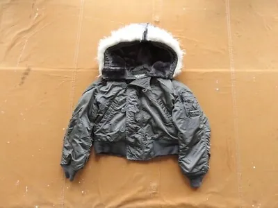 Vintage 80s Military Alpha Industries N-2B Parka M Green Jacket Fur Zip Hood • $140