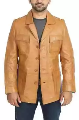 Handmade Formal Party Work Tan Men's Genuine Lambskin Soft Leather Blazer Coat • $200