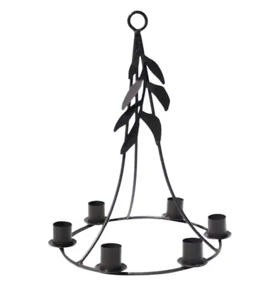 £30 • Buy Rustic Chandelier Olivio, Hanging Metal Candlestick Holder With Loop, Leaf Decor