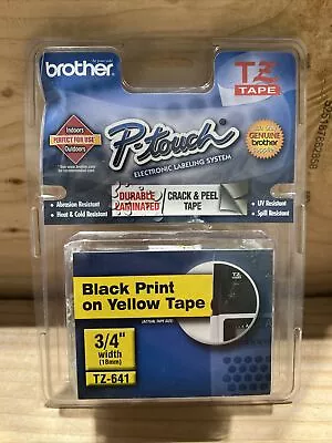 Brother P-Touch TZ Tape 3/4  Width TZ-641 Black Print Yellow Tape • $10