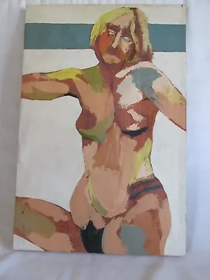 MCM Woman Painting Striking Abstract Oil On Canvas • $38.50