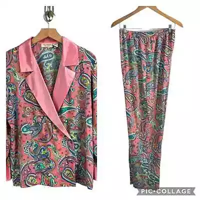 Victorias Secret Pajama Set Gold Label Vintage Pink Paisley NOS 2 Piece New S  • $49.95