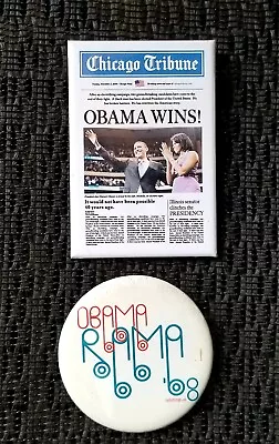 President Barack Obama 2008 Chicago Tribune Victory Button USA With Michelle  • $44.50