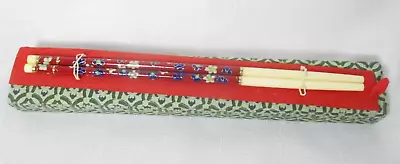 Vintage Cloisonne Enamel Chopsticks Cherry Blossoms Original Box EUC • $15