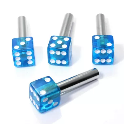 4 Clear Blue Dice Interior Door Lock Knobs Pins For Car-Truck-HotRod-Classic • $21.95