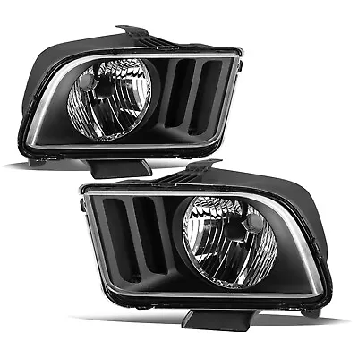 For 2005-2009 Ford Mustang S197 Black Housing Clear Corner Headlights Lamps L+R • $50.99