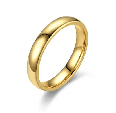 4MM Silver Gold Plated Stainless Steel Men Women Wedding Ring Band Size 3-13 • $4.49