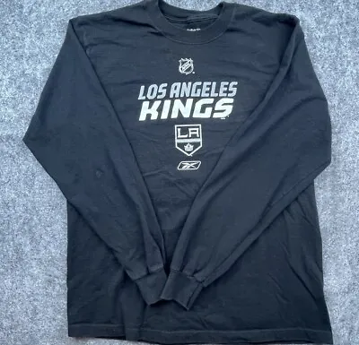 Los Angeles Kings Shirt Mens Medium Black White Hockey NHL Tee Reebok • $9.75