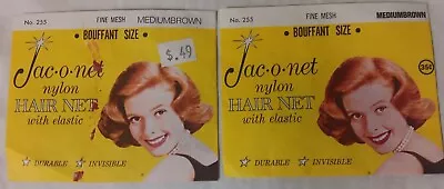 Vtg Jac-O-Net Hair Net Lot 2 Bouffant Sz Medium Brown Nylon Fine Invisible READ • $5.99