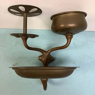 Vintage Brass Soap Toothbrush And Cup Holder • $110