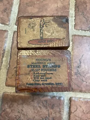 Vintage Young Brothers 3/16  Letter Steel Stamp Set 9 NUMBERS W/ Wood Box • $29.99