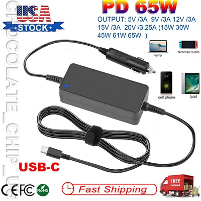 USB-C Laptop Car Charger For Lenovo Yoga Thinkpad MacBook Acer Samsung Asus Dell • $14.99