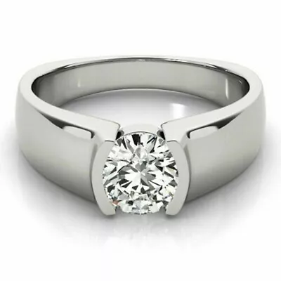 Round Lab-Created Diamond Men's Engagement Solitary Ring 14K White Gold Plated • $116.99