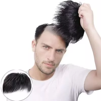 Natural Thick Human Hair Toupee Breathable Men Wig Piecees Men's Wig Patch • £6.36