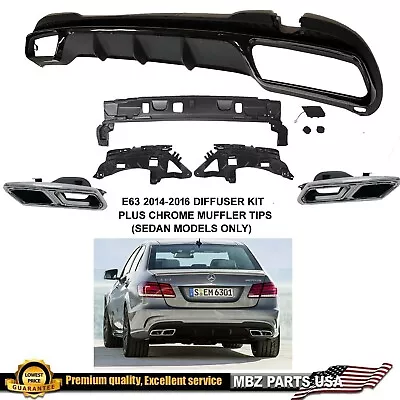 E63 Diffuser + Chrome Muffler Tips Exhaust AMG E550 E350 Sedan 2014 2015 2016 • $399