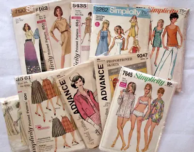 Lot Of 10 1960s Vintage SEWING PATTERNS Simplicity Lot E4 Bathing Suit Pantdress • $35