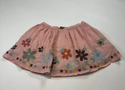 Mini Boden Girls Size 7-8 Years Pink Flowers Floral  Embroidered Skirt Cotton • $25