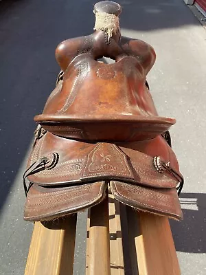 Vintage 1940s Leather Saddle Stamped Klamath Falls Good Condition RARE!  • $449.99