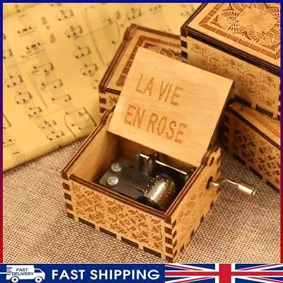 # La Vie In Rose Music Box Wooden Small Musical Boxes Cute For Husband Wife Fami • £6.71