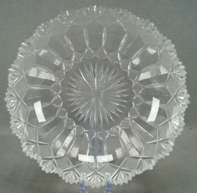 $50 • Buy ABP American Brilliant Fans Crosshatches & Zipper Clear Cut Crystal 9 Inch Bowl
