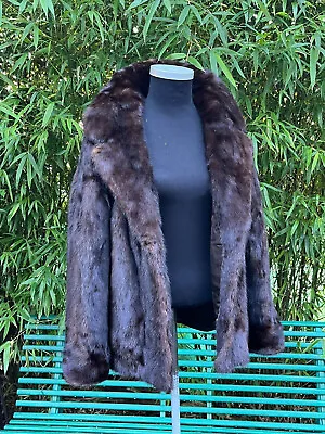 Vintage Dark Brown Genuine Mink Fur Coat M / L • £69.29