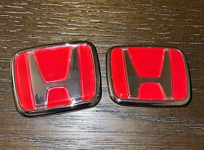 2PCS Red H Emblem Front & Rear For 2006-2015 HONDA CIVIC SEDAN EX LX SI JDM Logo • $22.49