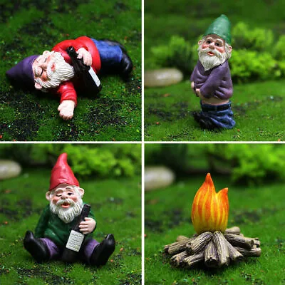 4pcs Naughty Gnome Statue Garden Outdoor Decoration DIY Resin Ornaments Funny • $17.68