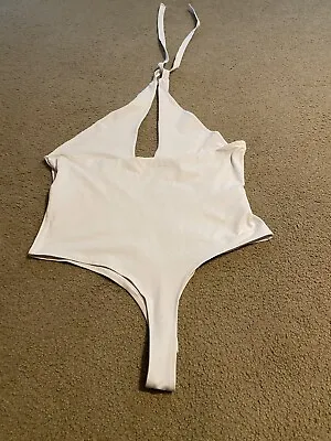 £3.18 • Buy ReoRia Women's Sexy Sleeveless Thong Halter Neck Bodysuit Tank Top White, XXL