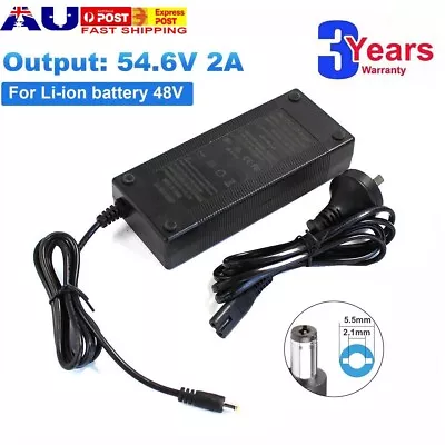 54.6V 2A Charger For 48V Lithium Ion Li-Ion Electric Bike Bicycle Ebike Battery • $22.79