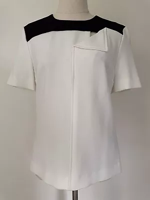 ROLAND MOURET White Short Sleeve Top. Sz 10 Worn Once • $110