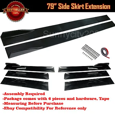 79  Gloss Black Side Skirt Splitter Flat Under Body Extension Lip For Ford Chevy • $55.59