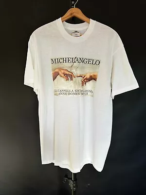 Fruit Of The Loom T-shirt Men’s XXL Michelangelo Graphic Print White Art Vintage • $39.99