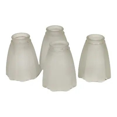 Vtg 60s Tulip Frosted Glass Fluted Light Lamp Shade 5  Art Deco Sconce Set Of 4 • $28.99