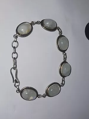 Vintage Sterling Silver Bracelet With Moonstone 8inches 21.46g Stunning✨ • $49.99