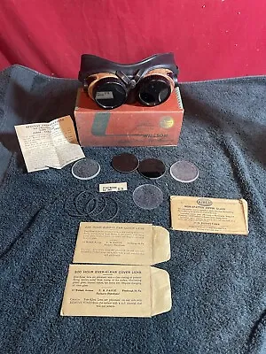 VINTAGE WILLSON SAFETY GOGGLES INDUSTRIAL MOTORCYCLE STEAMPUNK With Extra Lenses • $45