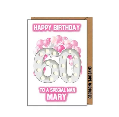 Personalised 60th Birthday Card Mum Nan Gran Great Aunty Sister Cousin AIQ • £2.99