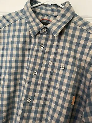 Merrell Shirt Mens Size Large Plaid Long Sleeve Button Down Flannel Blue Gray • $14.99
