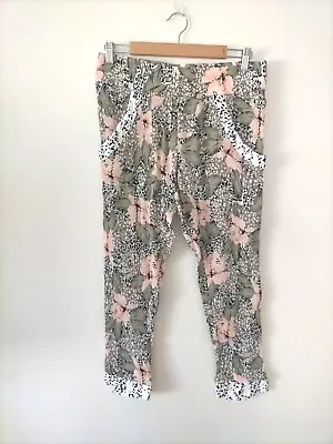 Zulu Zephyr Women's Size 12 Crinkle Floral Pants Pockets Stretch Waist Printed • $26.90