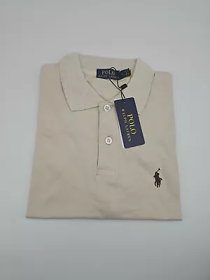 New Beige Polo Ralph Lauren Polo Shirt Short Sleeve Slim Fits Has Tags Genuine • $36.85