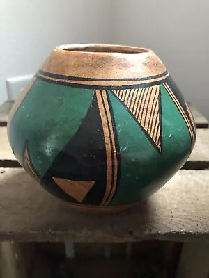 Vintage R GALVAN Mexican Pottery Vase Vessel - Southwestern Style  • $35