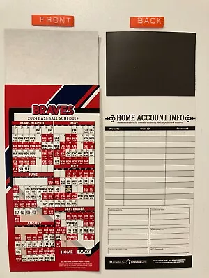 Mlb Atlanta Braves 2024 Magnet Schedule (9  X 3 1/2 ) Teams Dates & Times - New • $4.50