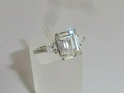 Ladies Ring Silver Sterling 925 Solid  2.5 Carat Emerald Cut White Sapphire Ring • £30