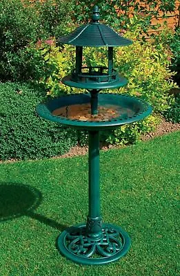 £29.99 • Buy Garden Ornamental Plastic Bird Feeding Food Bath Table With Shelter Outdoor New