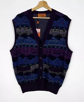 Amazing Rare Vintage MISSONI UOMO Multicolored Ethnic Wool Vest Waistcoat Sz 52 • $499.99